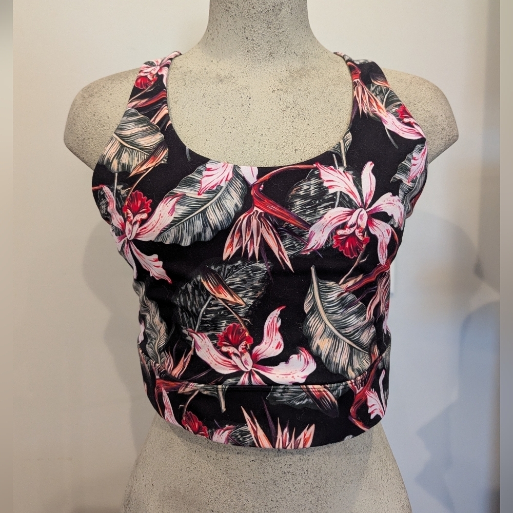 Lorna Jane Floral Sports Bra with Tropical Print Size XL Like New